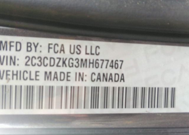 2021 DODGE CHALLENGER(VIN: 2C3CDZKG3MH677467