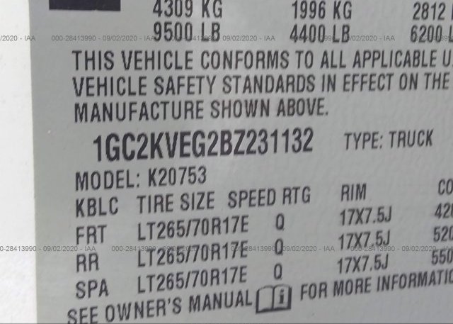 1GC2KVEG2BZ231132 2011 CHEVROLET SILVERADO 2500HD