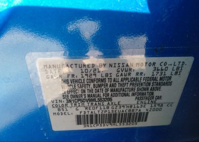 2021 NISSAN KICKS(VIN: 3N1CP5DV9ML553205