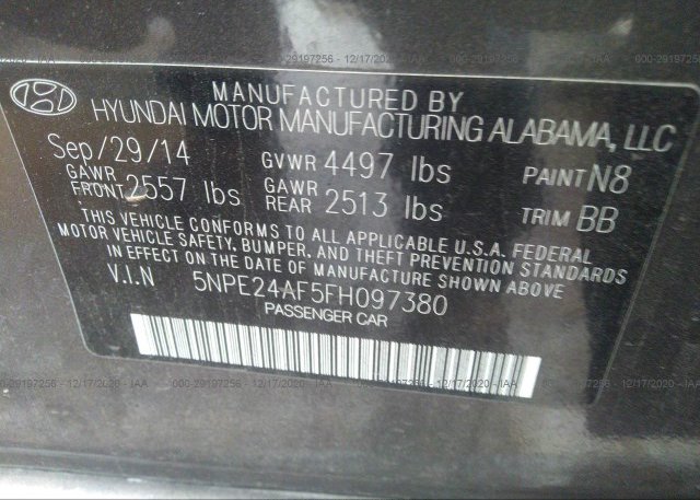 5NPE24AF5FH097380 2015 HYUNDAI SONATA