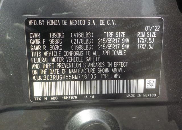2022 HONDA HR-V(VIN: 3CZRU6H55NM746103