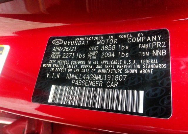 2021 HYUNDAI ELANTRA(VIN: KMHLL4AG9MU191807