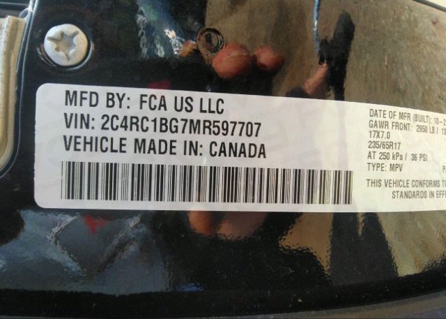 2021 CHRYSLER PACIFICA(VIN: 2C4RC1BG7MR597707