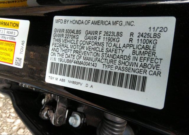 2021 ACURA TLX(VIN: 19UUB6F44MA004143