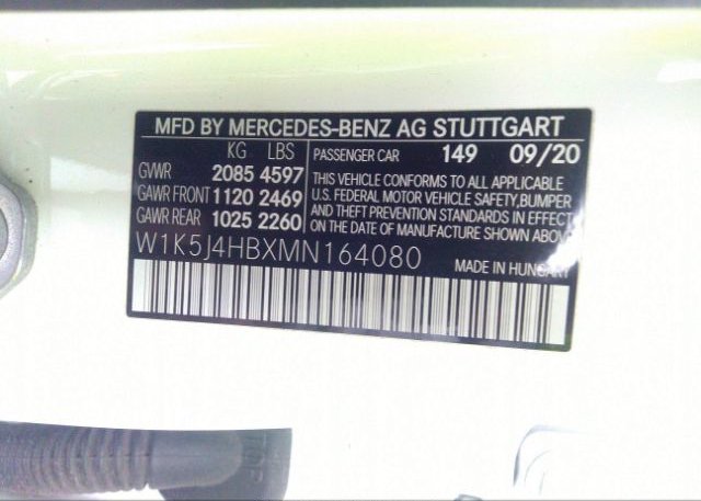 2021 MERCEDES-BENZ CLA(VIN: W1K5J4HBXMN164080