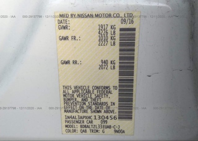 1N4AL3APXHC130456 2017 NISSAN ALTIMA