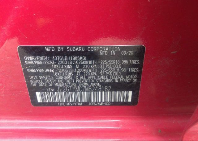2021 SUBARU CROSSTREK(VIN: JF2GTHMC7M8248182