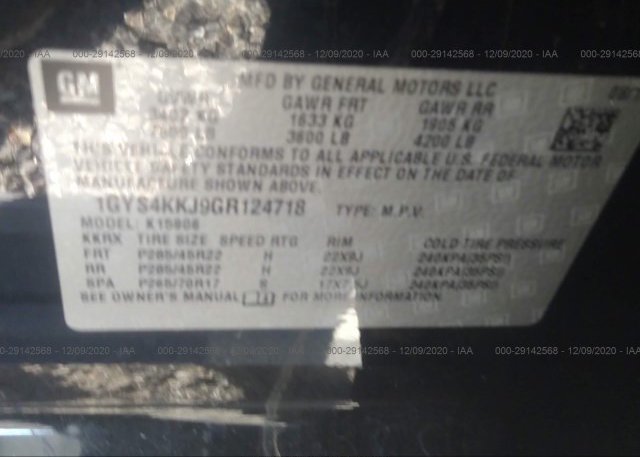 1GYS4KKJ9GR124718 2016 CADILLAC ESCALADE ESV