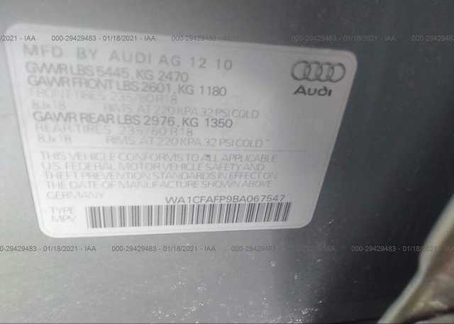 WA1CFAFP9BA067547 2011 AUDI Q5