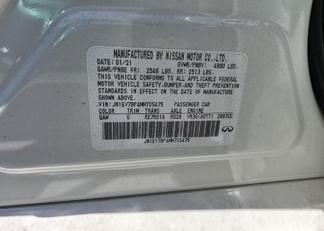 2021 INFINITI Q50(VIN: JN1EV7BP4MM705475