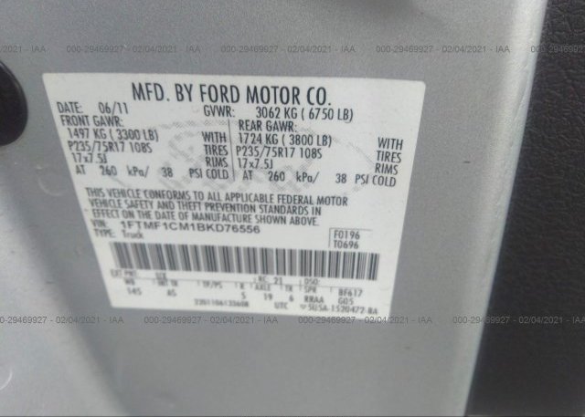 1FTMF1CM1BKD76556 2011 FORD F-150