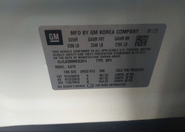 2021 BUICK ENCORE(VIN: KL4CJASB8MB353914