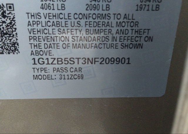 2022 CHEVROLET MALIBU(VIN: 1G1ZB5ST3NF209901