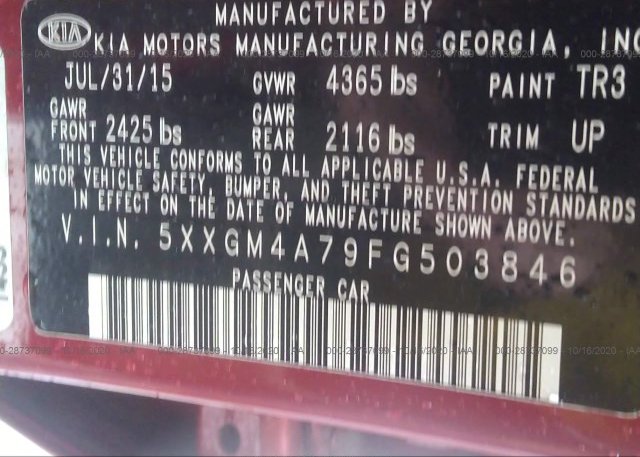 5XXGM4A79FG503846 2015 KIA OPTIMA