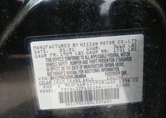 2021 NISSAN KICKS(VIN: 3N1CP5CV0ML504654