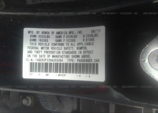 1HGCR2F32HA255594 2017 HONDA ACCORD SEDAN