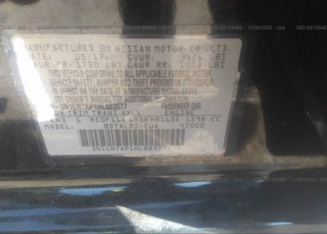 3N1CN7AP1HL883577 2017 NISSAN VERSA SEDAN