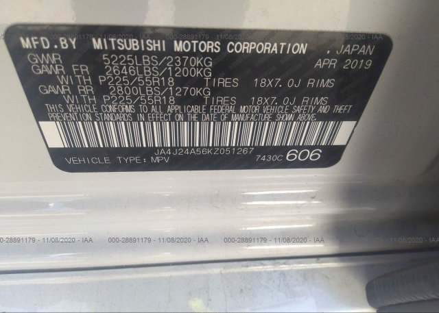 JA4J24A56KZ051267 2019 MITSUBISHI OUTLANDER PHEV