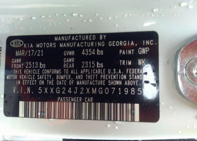 2021 KIA K5(VIN: 5XXG24J2XMG071985
