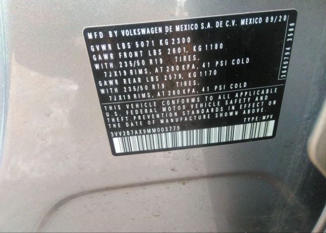 2021 VOLKSWAGEN TIGUAN(VIN: 3VV2B7AX9MM003779