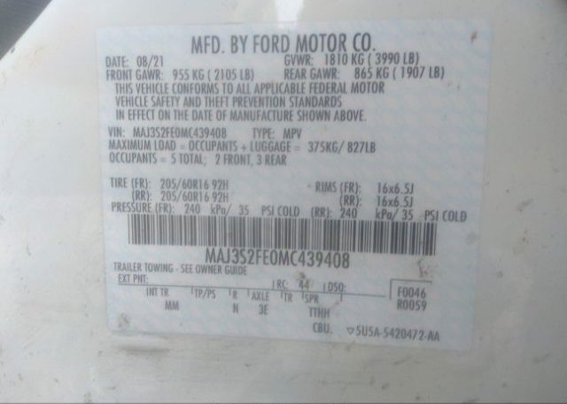 2021 FORD ECOSPORT(VIN: MAJ3S2FE0MC439408