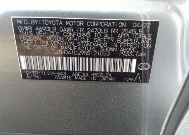 2022 LEXUS IS(VIN: JTHDA1D29N5121053