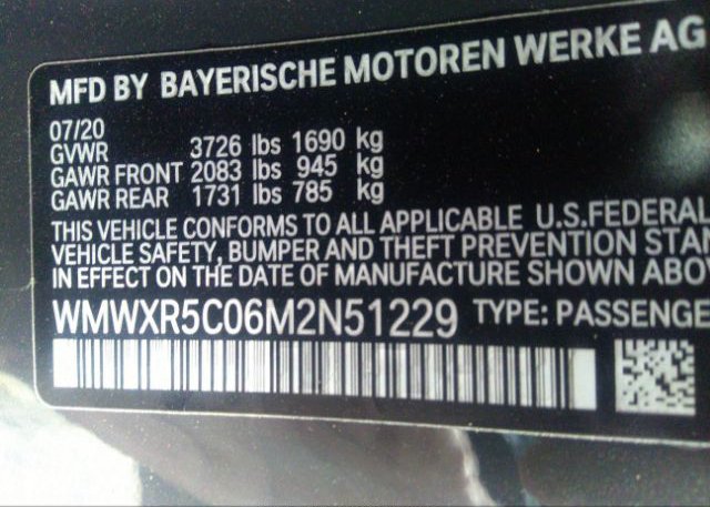 2021 MINI HARDTOP 2 DOOR(VIN: WMWXR5C06M2N51229