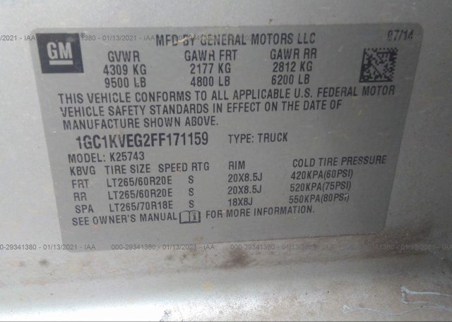 1GC1KVEG2FF171159 2015 CHEVROLET SILVERADO 2500HD
