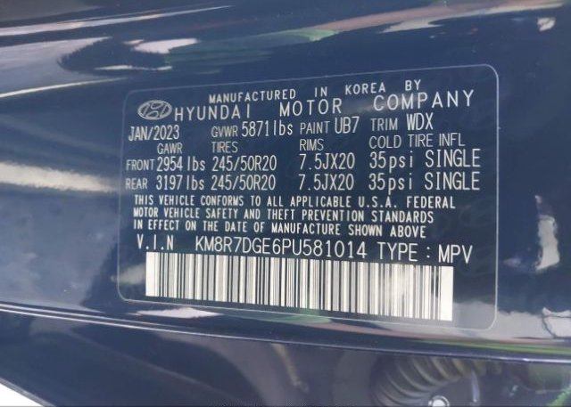 2023 HYUNDAI PALISADE(VIN: KM8R7DGE6PU581014
