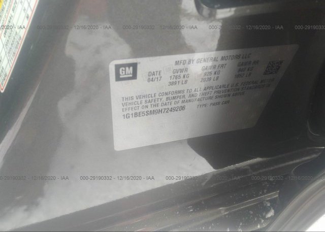 1G1BE5SM9H7249206 2017 CHEVROLET CRUZE
