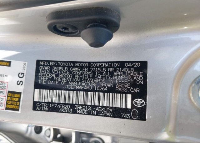 2021 TOYOTA COROLLA(VIN: JTDEPMAE4MJ118264