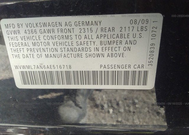 WVWML7AN6AE516718 2010 VOLKSWAGEN CC