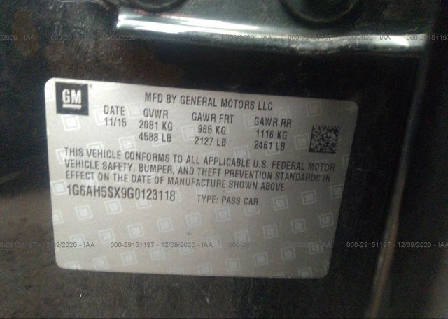1G6AH5SX9G0123118 2016 CADILLAC ATS SEDAN