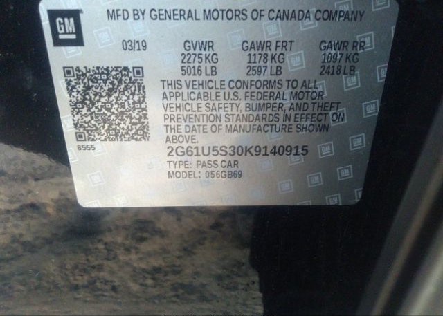 2019 CADILLAC XTS VIN: 2G61U5S30K9140915