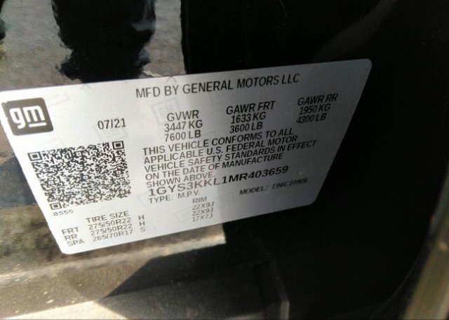 2021 CADILLAC ESCALADE ESV VIN: 1GYS3KKL1MR403659