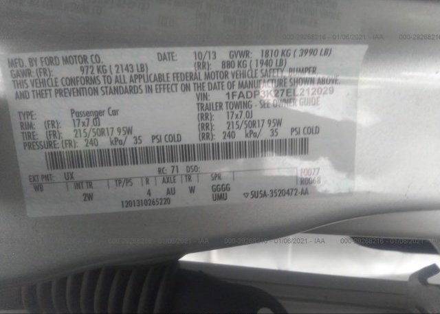 1FADP3K27EL212029 2014 FORD FOCUS
