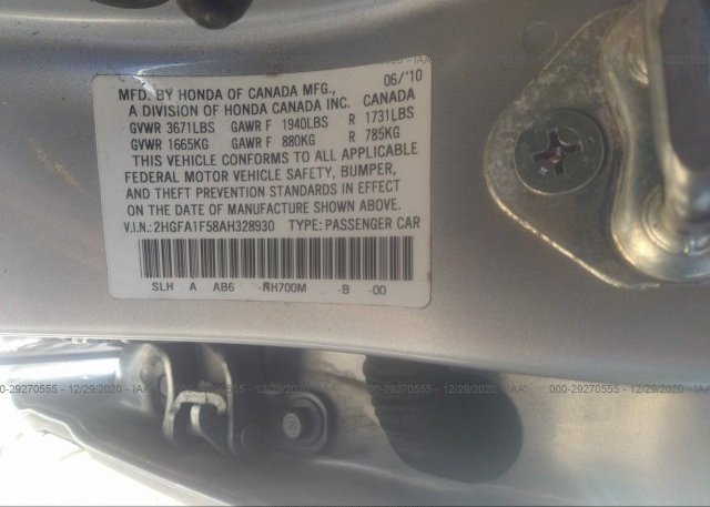 2HGFA1F58AH328930 2010 HONDA CIVIC SDN