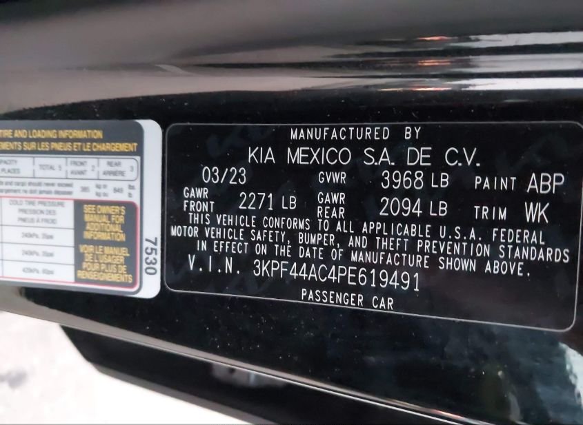 2023 KIA FORTE GT(VIN: 3KPF44AC4PE619491