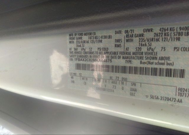 2021 FORD TRANSIT PASSENGER WAGON(VIN: 1FBAX2C82MKA64875