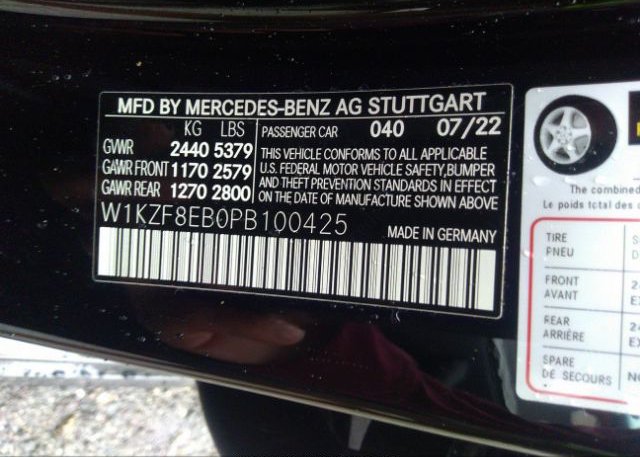2023 MERCEDES-BENZ E-CLASS(VIN: W1KZF8EB0PB100425