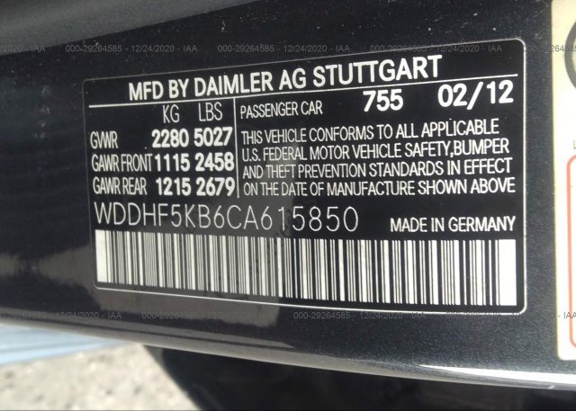 WDDHF5KB6CA615850 2012 MERCEDES-BENZ E-CLASS