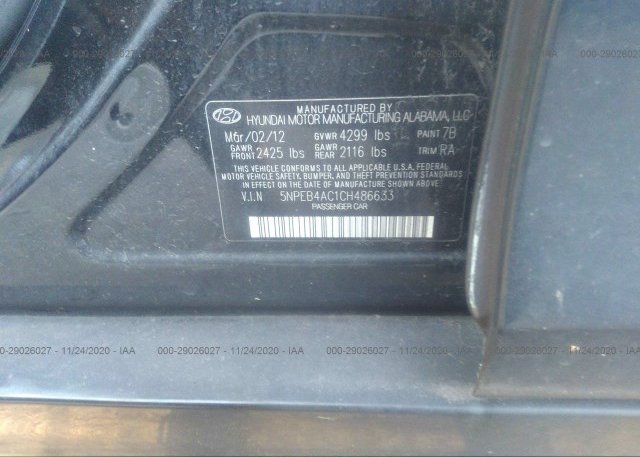 5NPEB4AC1CH486633 2012 HYUNDAI SONATA