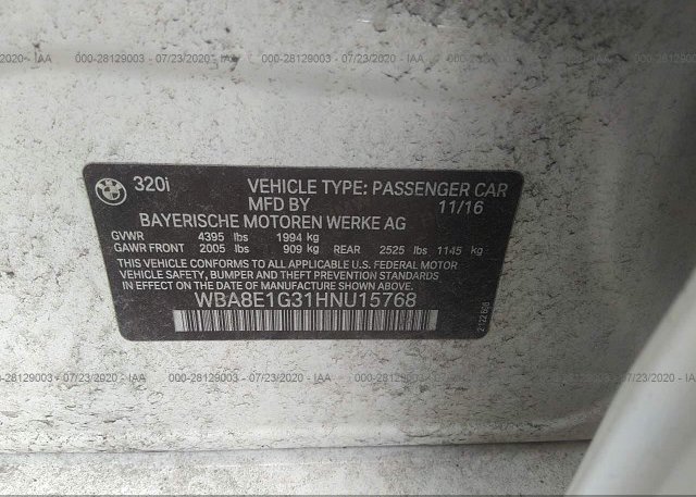 WBA8E1G31HNU15768 2017 BMW 3 SERIES