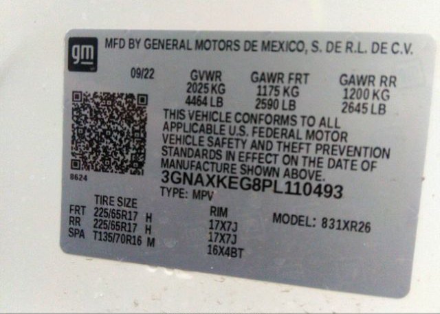 2023 CHEVROLET EQUINOX(VIN: 3GNAXKEG8PL110493