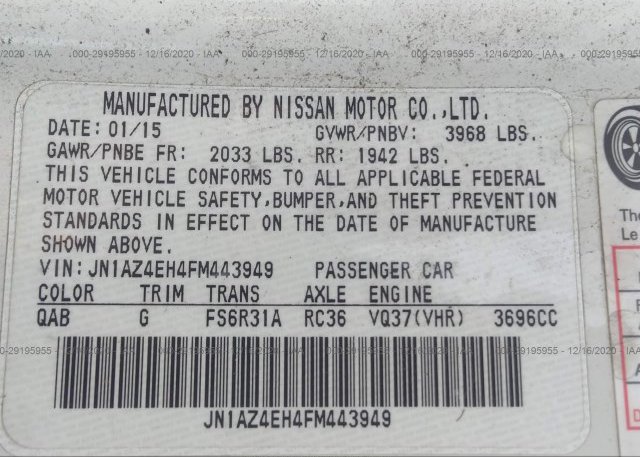JN1AZ4EH4FM443949 2015 NISSAN 370Z