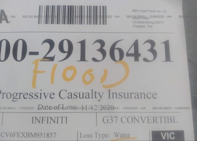 JN1CV6FEXBM951857 2011 INFINITI G37 CONVERTIBLE