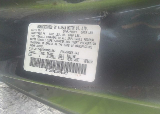 JN1CV6FEXBM951857 2011 INFINITI G37 CONVERTIBLE