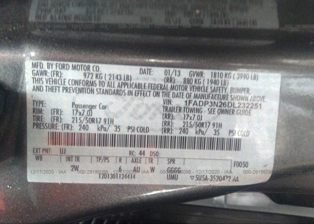 1FADP3N26DL232251 2013 FORD FOCUS