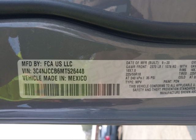 2021 JEEP COMPASS(VIN: 3C4NJCCB6MT526448