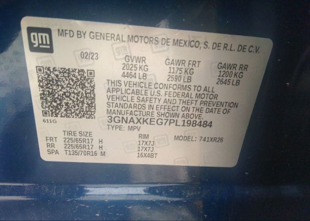 2023 CHEVROLET EQUINOX(VIN: 3GNAXKEG7PL198484
